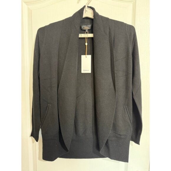 Women's Quince Black Mongolian Cashmere Open Cardigan Sweater S - Picture 1 of 7